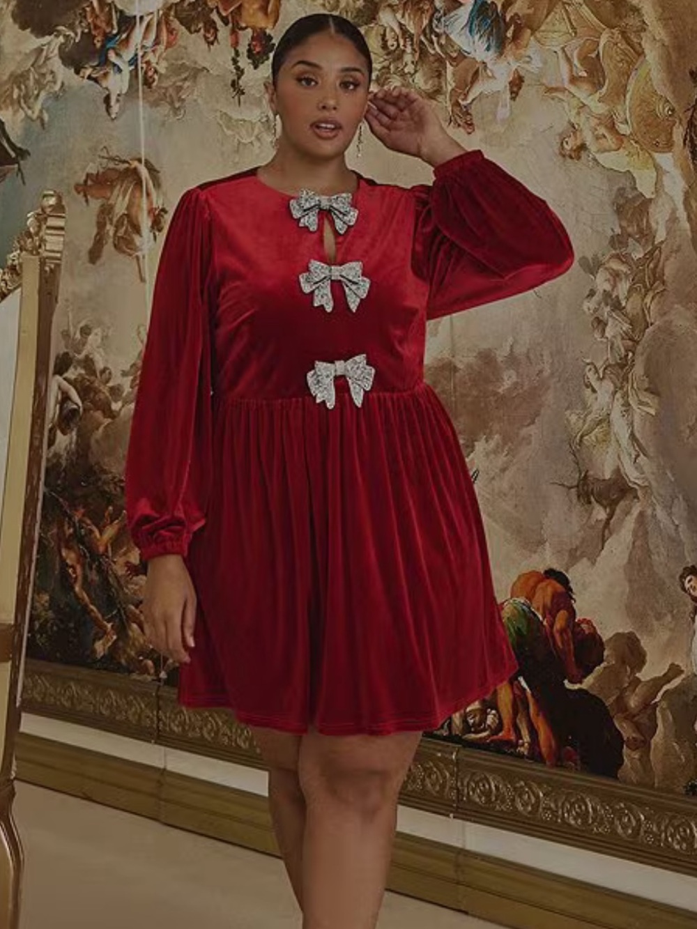 SugarLips Red Velvet Bow-Accent Women's Dress - NWT - Size 2X - Picture 2 of 14